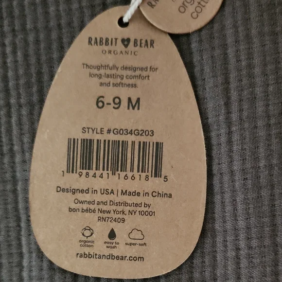 Rabbit & Bear Orange Print Baby Romper W/Rattle - Picture 5 of 5